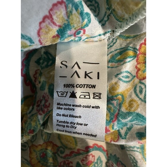 SAKI 100% Cotton Boho Floral Peasant Dress Women’s Small Cottagecore Tiered Midi - Picture 6 of 9